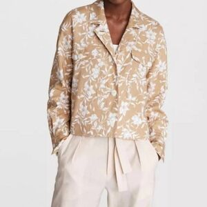 NEW RAG & BONE jessie printed linen shirt jacket in beige floral